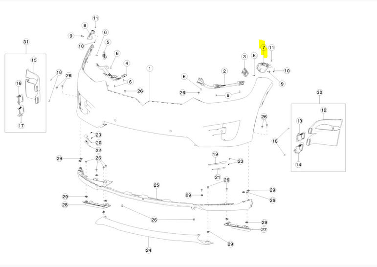 Suport bara protectie, spoiler Tesla Model X, 11.2015-, montare fata, dreapta, lateral, superior, RapidAuto