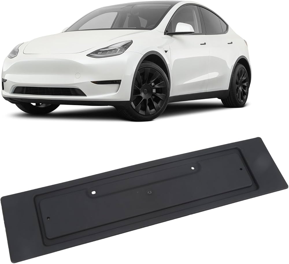 Suport numar inmatriculare Tesla Model Y, 03.2020-, montare fata, negru, Texturat, RapidAuto