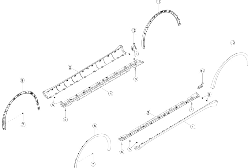 Element fixare ornament prag Tesla Model Y, 03.2020-, montare spate, dreapta, RapidAuto