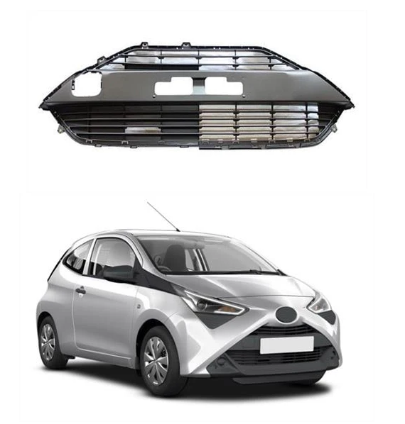 Grila bara protectie, spoiler Toyota Aygo, 2018-12.2022, montare fata, negru, textura, RapidAuto