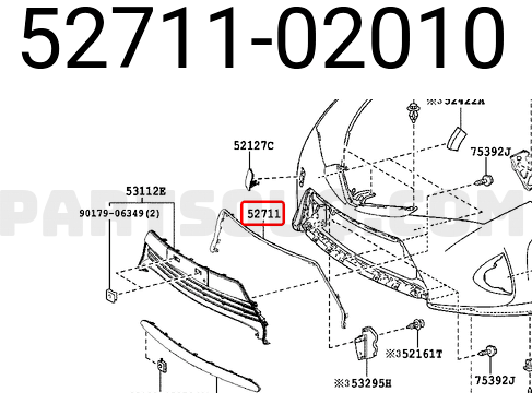 Ornament grila bara protectie, spoiler Toyota Auris (E18), 01.2013-08.2015, montare fata, cromat; superior, RapidAuto