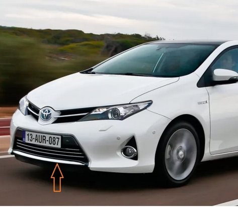Ornament grila bara protectie, spoiler Toyota Auris (E18), 01.2013-08.2015, montare fata, cromat; inferior, RapidAuto