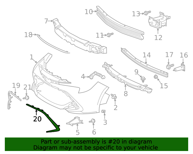 Ornament bara protectie, spoiler Toyota Corolla (E210), 07.2018-, model: Hatchback, versiune europeana, montare fata, stanga, gri inchis, RapidAuto