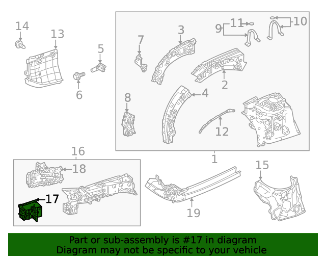 Suport bara protectie, spoiler Toyota Highlander (Xu70), 11.2019-, montare fata, stanga, RapidAuto