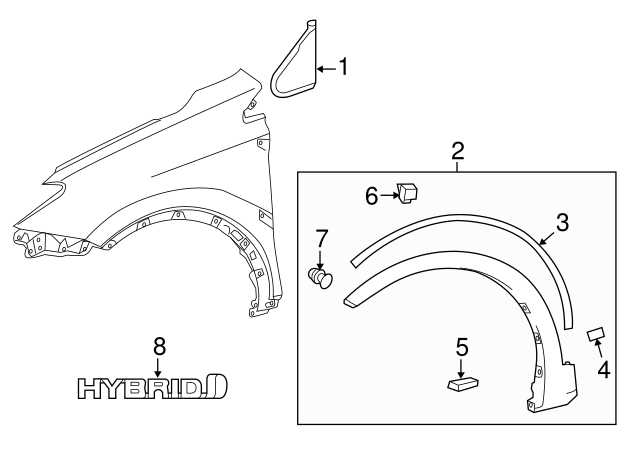 Ornament pasaj roata Toyota Rav4 (Xa40), 01.2013-02.2016, model: Version USA, montare fata, stanga, RapidAuto