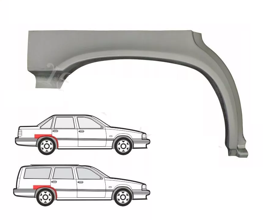 Segment reparatie aripa spate Volvo 850 (Ls/Lw), 06.1991-12.1996, Model : 4 usi, montare spate, dreapta, galvanizat, RapidAuto