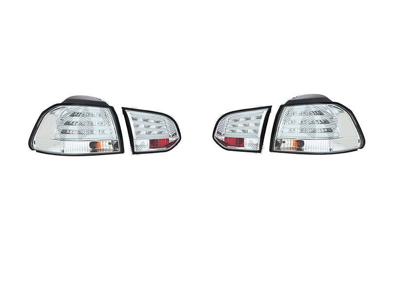 Stop spate, lampa Volkswagen Golf Vi (5k), 10.2008-2013, model tuning, montare spate, stanga+dreapta, 2 buc stanga si 2 buc dreapta; LED+P21W+PY21W; cromat, transparent; tuning; intern, exterior, Taiwan