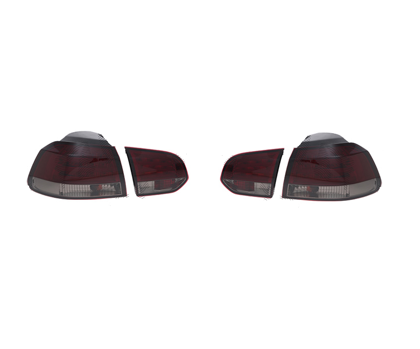 Stop spate, lampa Volkswagen Golf Vi (5k), 10.2008-2013, model tuning, montare spate, stanga+dreapta, 2 buc stanga si 2 buc dreapta; LED+P21W+PY21W; rosu, fumuriu; tuning; intern, exterior, Taiwan