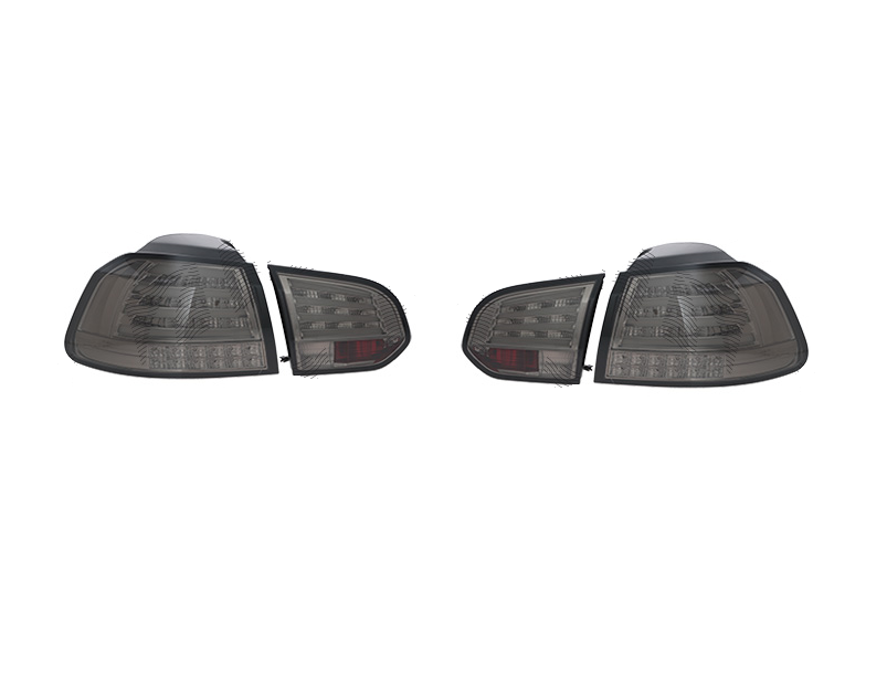 Stop spate, lampa Volkswagen Golf Vi (5k), 10.2008-2013, model tuning, montare spate, stanga+dreapta, 2 buc stanga si 2 buc dreapta; cu indicator led; LED+P21W; cromat, fumuriu; tuning; intern, exterior, Taiwan