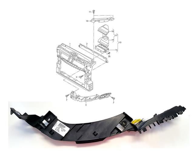 Suport fixare far Volkswagen Polo (6r), 08.2009-12.2017, montare fata, dreapta, OE
