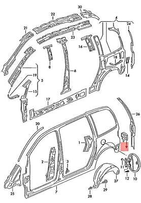 Ornament lampa spate Seat Alhambra (7v8/7v9), 02.2001-06.2010, Ford Galaxy (Wgr), 04.2000-04.2006, Vw Sharan (7m), 04.2000-04.2010, montare spate, stanga, OE