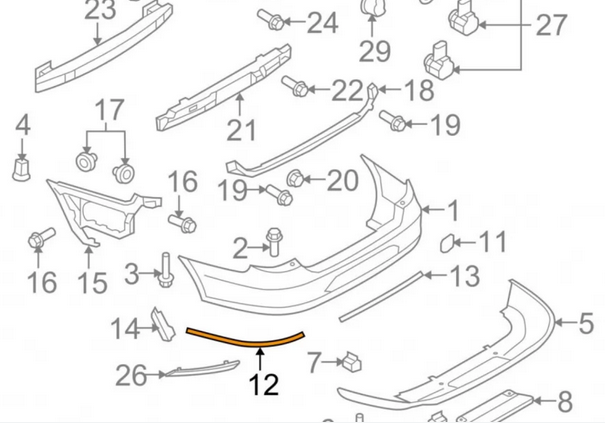 Ornament bara protectie, spoiler Volkswagen Passat Cc (357), 06.2008-02.2012, montare spate, dreapta, RapidAuto