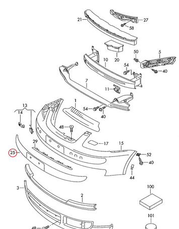 Ornament bara protectie, spoiler Volkswagen Caddy Iii/Life (2k), 03.2004-06.2010, montare fata, grunduit, gata de vopsit, RapidAuto