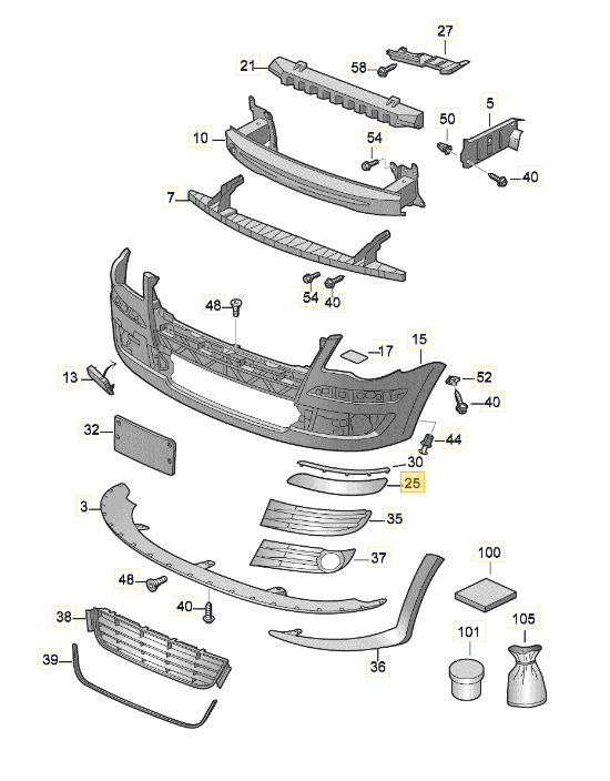 Spoiler bara protectie Volkswagen Touran (1t2), 01.2007-07.2010, montare fata, dreapta, grunduit, gata de vopsit; cu ornamente, RapidAuto