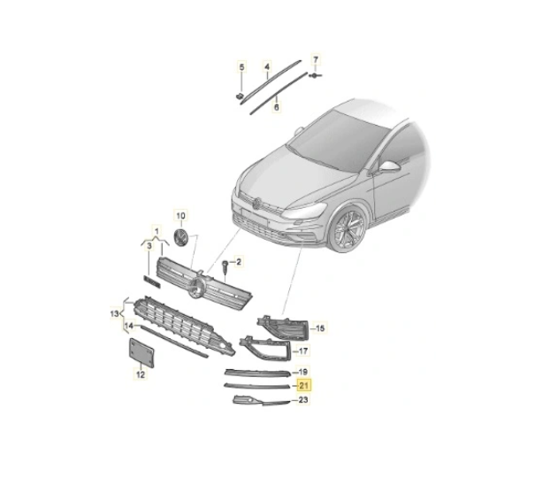 Ornament bara protectie, spoiler Volkswagen Golf Vii (5k), 2017-, montare fata, dreapta, superior, RapidAuto