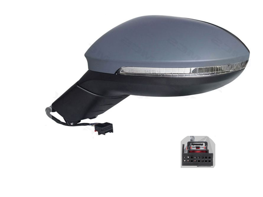 Oglinda exterioara Volkswagen Id.3, 11.2019-, montare stanga, reglaj electric; grunduit; incalzit; sticla asferica; geam cromat; 16 gauri / 6 pini; cu semnalizare, View Max