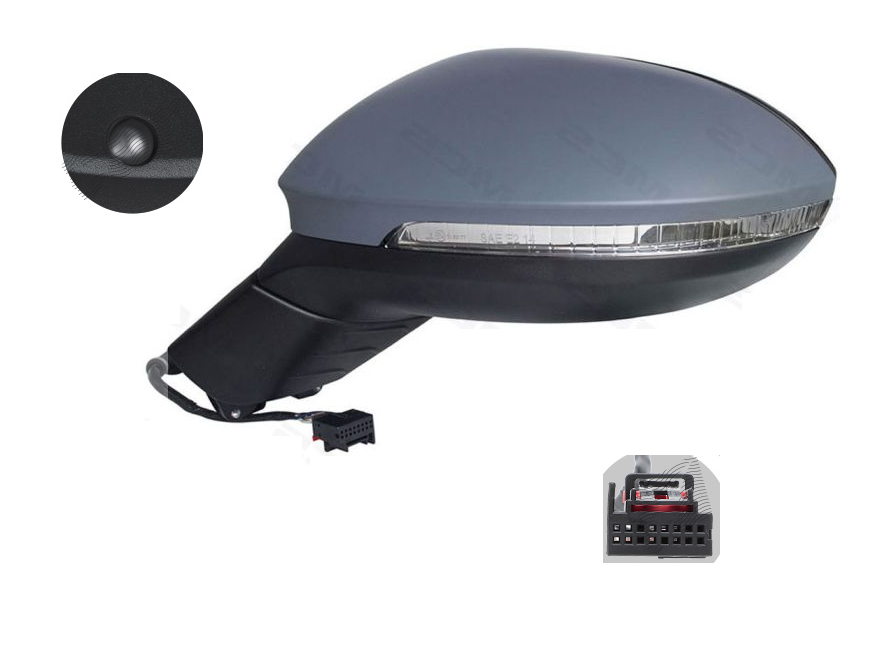 Oglinda exterioara Volkswagen Id.3, 11.2019-, montare stanga, reglaj electric; grunduit; incalzit; sticla asferica; geam cromat; rabatabil; 16 gauri / 9 pini; cu semnalizare; cu lampa perimetru, View Max
