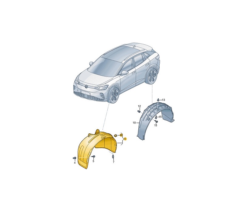 Carenaj roata Volkswagen Id.4, 12.2020-2023, montare fata, stanga, (HDPE), RapidAuto