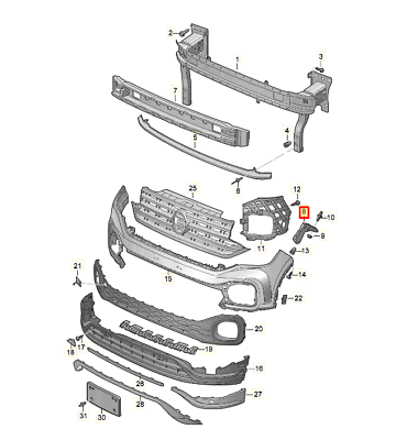 Suport bara protectie, spoiler Volkswagen T-Cross, 01.2019-, montare fata, dreapta, RapidAuto
