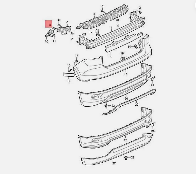 Suport bara protectie, spoiler Volkswagen T-Cross, 01.2019-, montare spate, dreapta, lateral, RapidAuto