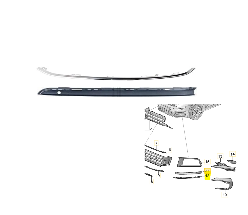 Spoiler bara protectie Volkswagen Touran (5t), 05.2015-, montare fata, stanga, negru, Texturat; ornament: cromat, RapidAuto