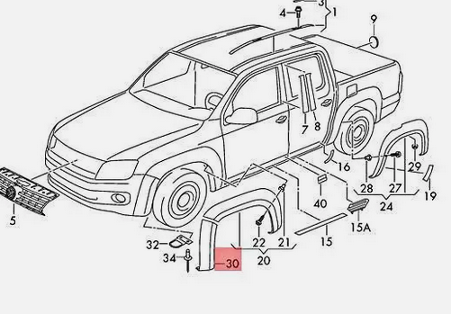 Ornament pasaj roata Volkswagen Amarok (N817), 01.2010-, montare fata, stanga, fata, RapidAuto