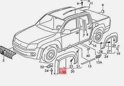 Ornament pasaj roata Volkswagen Amarok (N817), 01.2010-, montare fata, dreapta, fata, RapidAuto