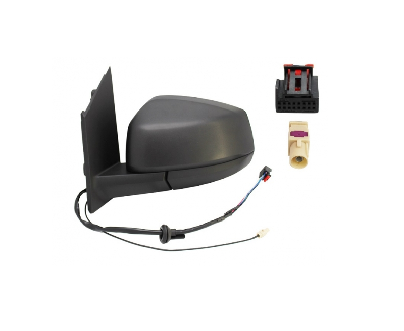 Oglinda exterioara Volkswagen Caddy, 11.2020-, montare stanga, reglaj electric; carcasa neagra; incalzit; sticla convexa; geam cromat; 16 gauri / 5 pini, View Max