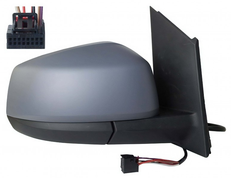 Oglinda exterioara Volkswagen Caddy, 11.2020-, montare stanga, reglaj electric; carcasa neagra; incalzit; sticla convexa; geam cromat; rabatabil; 16 gauri / 7 pini, View Max