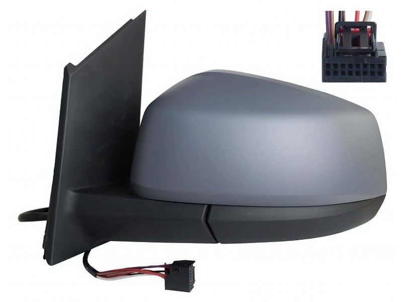 Oglinda exterioara Volkswagen Caddy, 11.2020-, montare stanga, reglaj electric; carcasa grunduita; incalzit; sticla convexa; geam cromat; rabatabil; 16 gauri / 7 pini, View Max