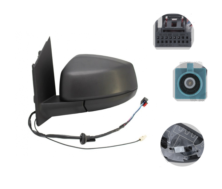 Oglinda exterioara Volkswagen Caddy, 11.2020-, montare stanga, reglaj electric; carcasa neagra; incalzit; sticla convexa; geam cromat; 16 gauri / 5 pini; Cu radio, View Max