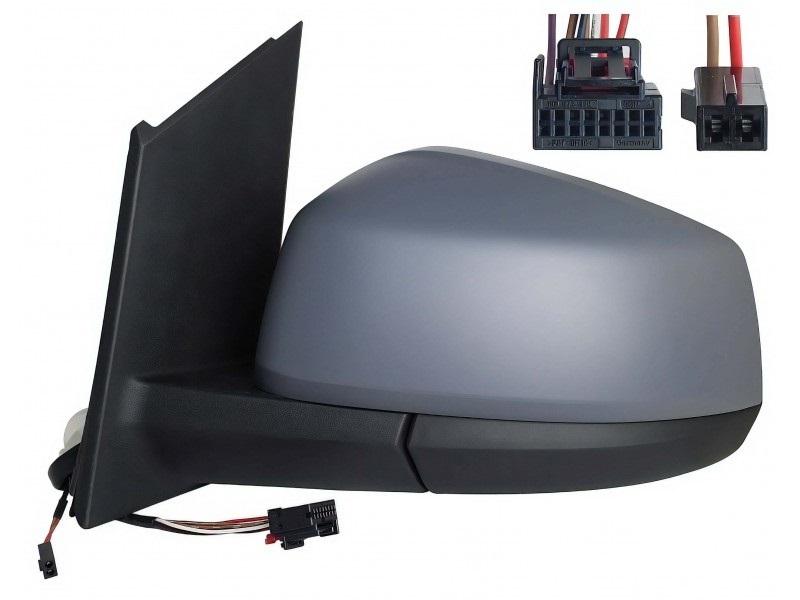 Oglinda exterioara Volkswagen Caddy, 11.2020-, montare stanga, reglaj electric; carcasa grunduita; incalzit; sticla convexa; geam cromat; 16 gauri / 5 pini; Cu radio, View Max