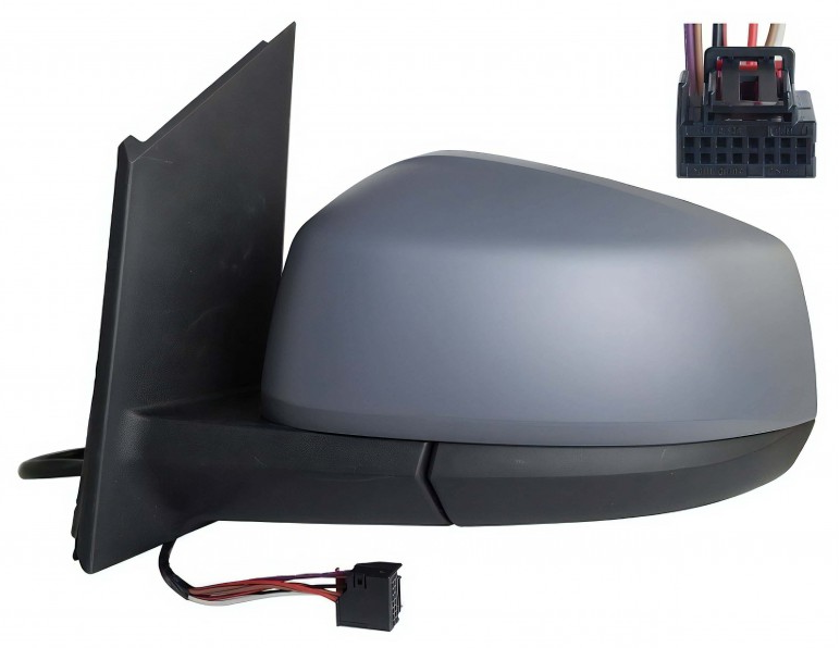 Oglinda exterioara Volkswagen Caddy, 11.2020-, montare dreapta, reglaj electric; carcasa neagra; incalzit; sticla convexa; geam cromat; rabatabil; 16 gauri / 7 pini, View Max