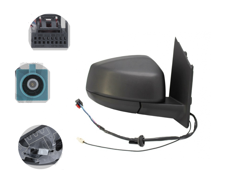 Oglinda exterioara Volkswagen Caddy, 11.2020-, montare dreapta, reglaj electric; carcasa neagra; incalzit; sticla convexa; geam cromat; 16 gauri / 5 pini; Cu radio, View Max