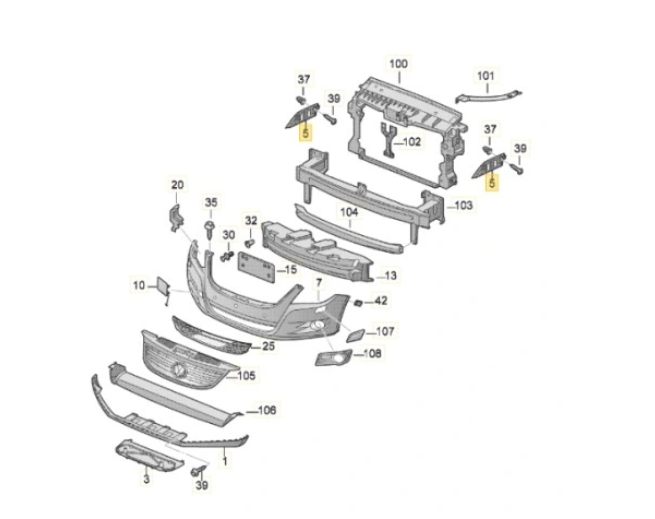 Suport bara protectie, spoiler Volkswagen Tiguan (5n2), 04.2011-05.2016, montare fata, stanga, RapidAuto