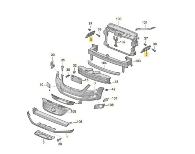 Suport bara protectie, spoiler Volkswagen Tiguan (5n2), 04.2011-05.2016, montare fata, dreapta, RapidAuto