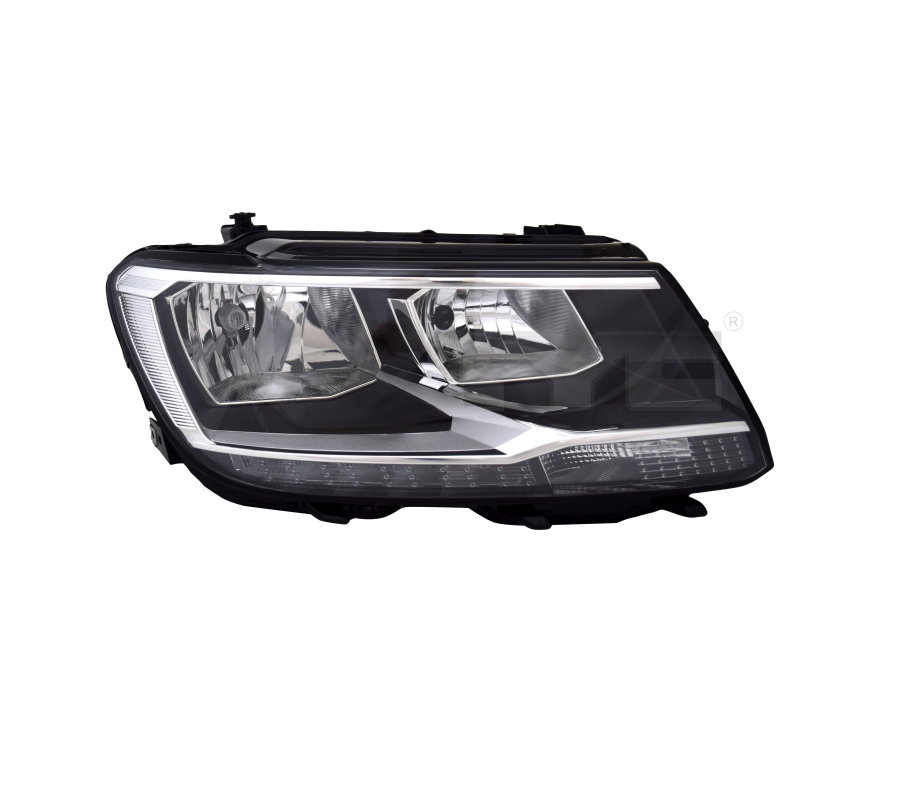 Far Volkswagen Tiguan, 05.2016-12.2020, model: Allspace, montare fata, dreapta, cu lumini de zi tip LED; H7+H7+LED+PY21W; electric; cu motor; halogen, TYC