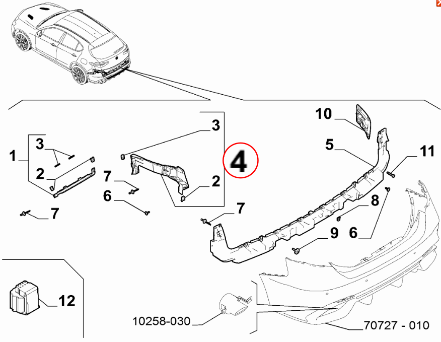 Suport bara protectie, spoiler Alfa Romeo Stelvio, 06.2017-, montare spate, stanga, OE