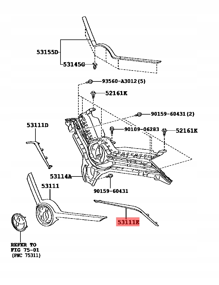 Ornament grila Toyota Auris (E18), 07.2015-, montare fata, stanga, OE