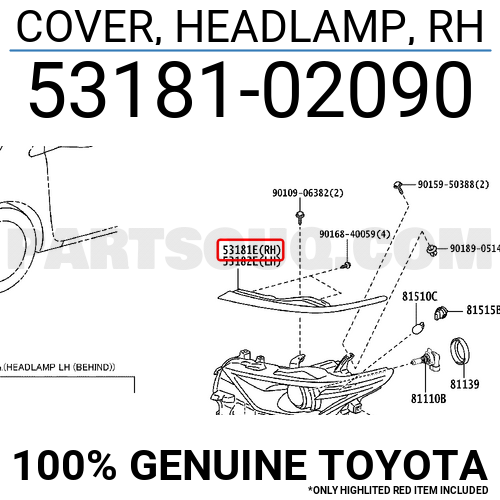 Ornament superior far Toyota Auris (E18), 07.2015-, montare fata, dreapta, OE