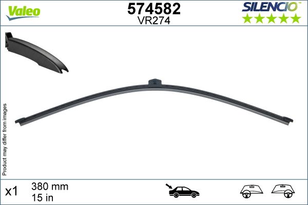 Lamela stergator Silencio Audi A1 (8x), 04.2010-2018 Cu 3 Usi; A4/S4 (B9), 11.2015- Combi; Q5 (Fy), 09.2016-10.2020; Q5/Sportback (Fy), 07.2020-; Q7 (4m), 06.2015-12.2019, montare spate, 380 mm; , VALEO