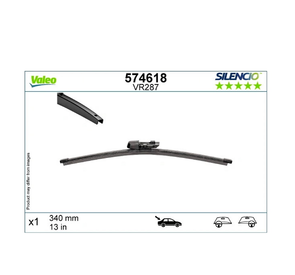 Lamela stergator Silencio Volkswagen Caddy, 11.2020-; Golf Viii, 11.2019- Combi; Multivan (T7), 10.2021-; Taigo (Cs), 11.2021-; T-Roc, 12.2021; Ford Transit/Tourneo Connect, 04.2022-, montare spate, 340 mm; , VALEO