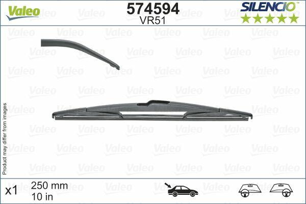 Lamela stergator Silencio Opel Astra K, 10.2015-02.2022 5 Usi; Insignia, 03.2017-06.2020 Combi; Ssangyong Korando, 03.2019-; Xlv, 01.2016-; Hyundai I10 (Ac), 12.2019- 5 Usi, model: 5 usi, montare spate, 250 mm; , VALEO