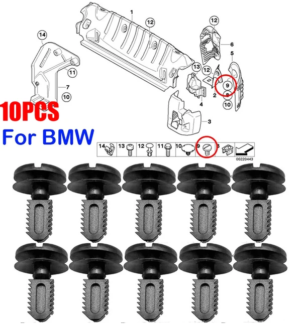 Clema fixare tapiterie Bmw Seria 3 (E30), Seria 3 (E36), Seria 3 (E46), Seria 3 (E46), Coupe/Cabrio, Seria 3 (E46), Sdn/Kombi, Seria 3 (E46/5), Compact, Seria 3 (E90/E91), Seria 5 (E60/E61), Seria 7 (E32), X3 (E83), X3 (F25), set 10 buc