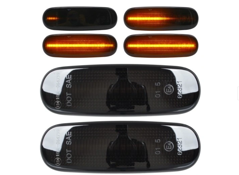 Lampa semnalizare laterala Citroen Nemo (Aa); Fiat Doblo (223), Fiorino/Qubo, Idea, Linea, Multipla (186), Panda (169), Punto (199), Punto Grande (199), Stilo; Lancia Musa; Peugeot Bipper, Fata, Stanga+Dreapta, dinamic; LED; fumuriu; tuning; ECE