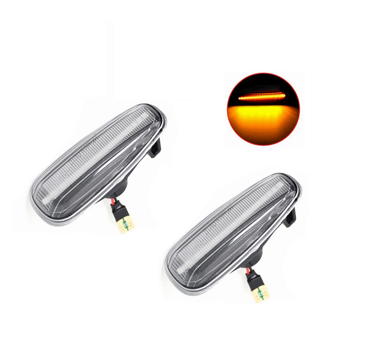 Lampa semnalizare laterala Hyundai Elantra (Hd), I30 (Fd); Kia Ceed (Ed), Rio (Ub), montare Fata, Stanga+Dreapta, indicator dinamic; LED; transparent; tuning; Omologare: ECE,