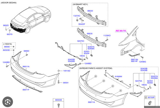 Armatura bara Hyundai Accent (Rb), Solaris (Rb), montare Spate, RapidAuto