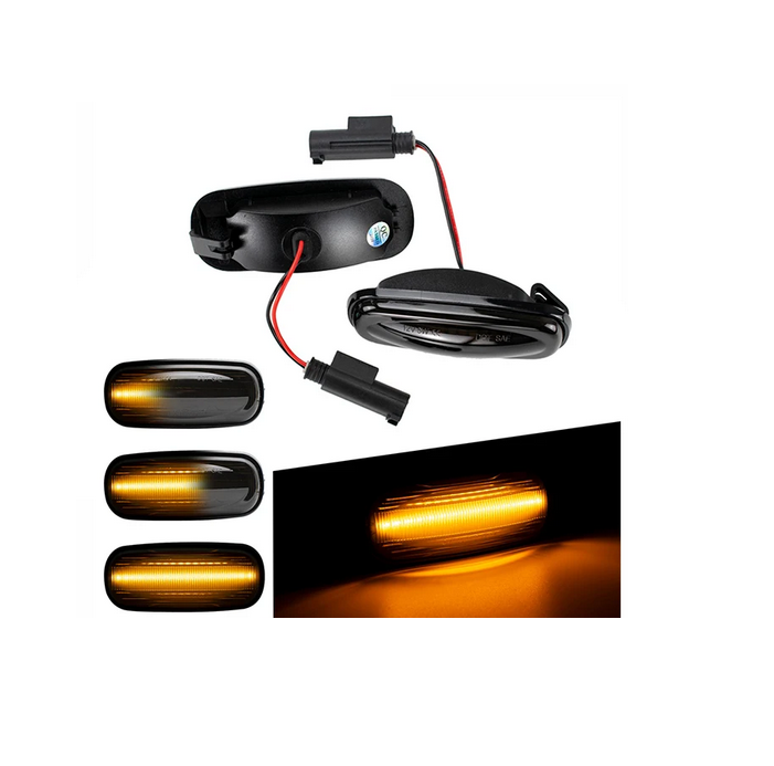 Lampa semnalizare laterala Land Rover Defender 90/110 (Ld), Discovery (Lj/Lt), Freelander (Ln), montare Fata, Stanga+Dreapta, indicator dinamic; LED; fumuriu; tuning; Omologare: ECE,