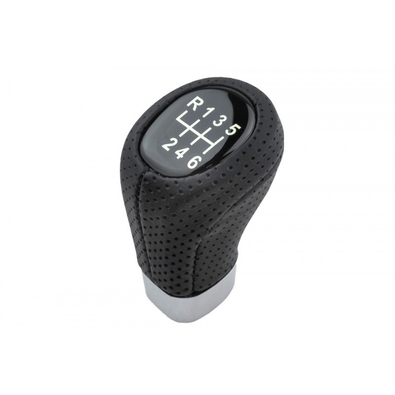 Maner schimbator viteze Bmw E81, E82, E87, E90, E91, E92, E93-, 6 viteze, Piele ecologica, Diametru orificiu de montare buton: 15mm, GZB-BM-012