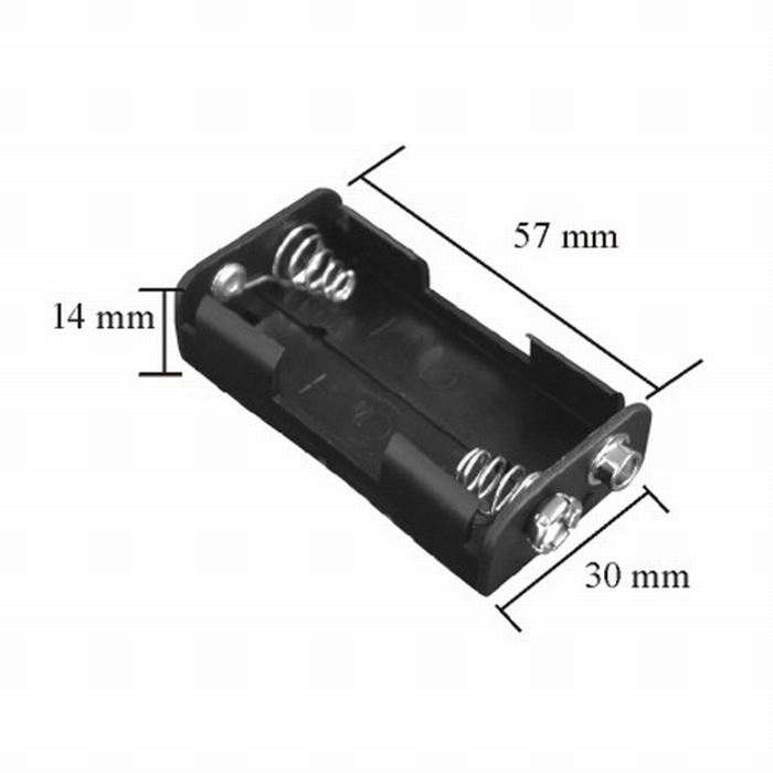 Suport baterie AA 2 buc (baterie creion), 57x30mm, cu mufa de conectare de tip baterie de 9 V.